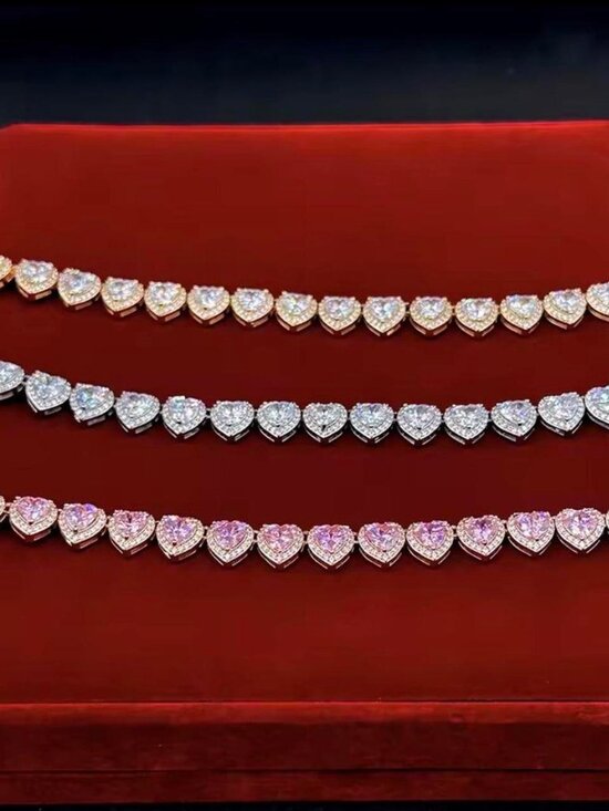 Iced Out Heart gold Tennis Necklace 16inch main image 2